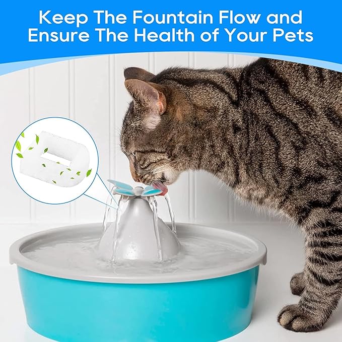 MyfatBOSS Cat Water Fountain Filter Compatible with Petsafe Water Fountain, for Drinkwell Pet Fountain Filters, Replacement Foam Filters for 360 Pet Fountain Seaside Pagoda 1/2 Gallon Fountains 8PCS