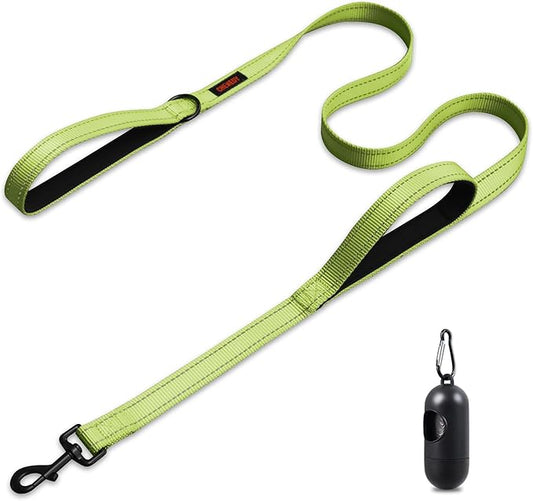 Dog Leash, Heavy Duty Dog Leash, Leashes for Large Breed Dogs, Double Handle Dog Leash, Reflective Training Lead, Perfect for Medium to Large Dogs(6FTlight Green)