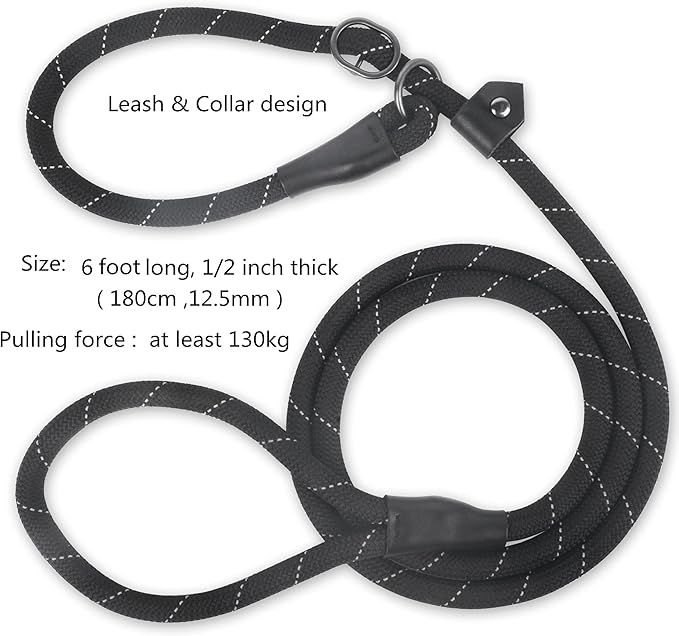 Reflective Slip Leads for Dogs 6FT, Slip Lead Dog Leash, Slip On Training Leash
