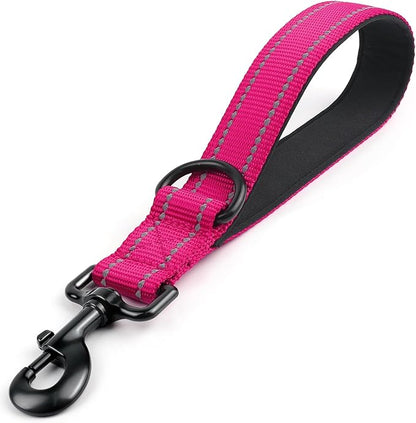 Joytale Strong Short Dog Leash 1FT, 1.2 Inch Wide, Heavy Duty, Padded Handle for Traffic Control, Reflective Leash for Medium and Large Dogs Walking Training,Hot Pink