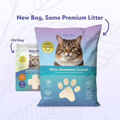 Kitty Poo Club Health Indicating Cat Litter 2-Bag Non-Clumping Lightweight with Disposable 2-Pack Cat Litter Box | Non Clumping, Super Absorbent Odor Control — Perfect for Daily Use