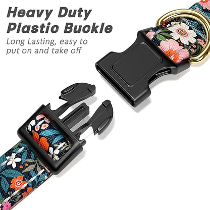 Reflective Dog Collar for Extra Small Dogs, Cute Flower Theme Adjustable Heavy-Duty Nylon Puppy Collar for Boy and Girl Female, Soft Pet Accessories with Quick Release Buckle, Elegant Floral