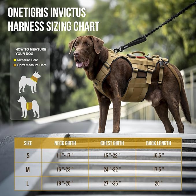 OneTigris Dog Lift Harness for Large Dogs, Dog Hip Support Brace, Full Body Lifter with Handles Invictus Multifunctional Mobility Assistance Vest for Back Legs (Brown, M)