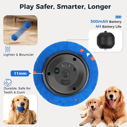 Aquamorph 2 Pack Interactive Dog Balls - Auto Moving Bouncing Vibrating Washable Dog Toys for Large Medium Dogs, Type-C Rechargeable, Blue and Orange, Ripple Pattern