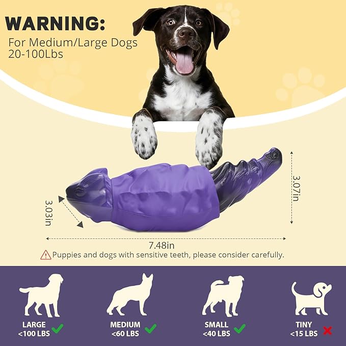 ZeLing HTL Dog Chew Toys for Aggressive Chewers, Indestructible Lizard Shape Tough Dog Toy with Natural Scents, Durable Chew Bones to Keep Large Dogs Busy, for Super Chewers 20-80Lbs - Peanuts