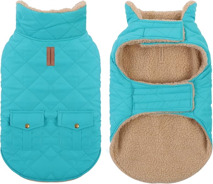 Large Dog Winter Jacket, Pet Warm Windproof Coat Dogs Cold Weather Coats Snow Jacket Pets Clothes, Golden Retriever, Labrador Retriever, Husky, Blue L