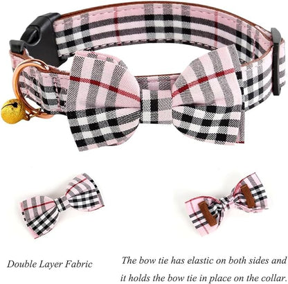Yizepet Dog Collar with Bow Tie- Adjustable pet Collar for Dogs with Plastic Buckle Collar, Stylish Pattern for Small Medium or Large Boy and Girl Dog and Cat