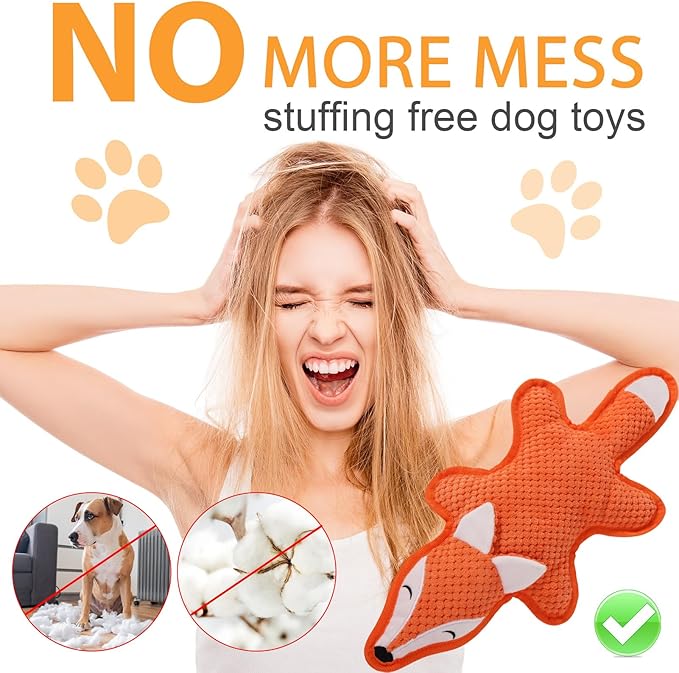 Eneston 5 Pack No Stuffing Squeaky Dog Toys for Large Dogs - Interactive Durable Plush Chew Toy with Crinkle Paper, Safe Pet Toy for Small to Large Breed, Ideal for Puppy Gifts & Tug of War Toys