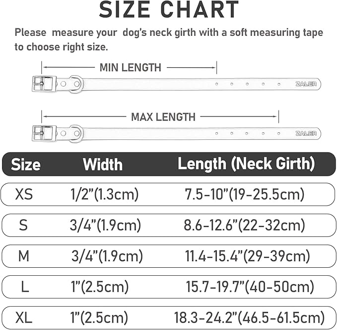 ZALER Waterproof Dog Collar, Adjustable Odor Proof Dog Collars Easy to Clean, Soft Comfortable Pet Collars for Large, Medium Small Dogs (Black, M(Length:11.4''-15.4''; Width:0.75''))