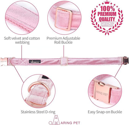 ARING PET Dog Collar and Leash, Velvet Dog Collar and Leash Set, Soft & Comfy, Adjustable Collars for Dogs
