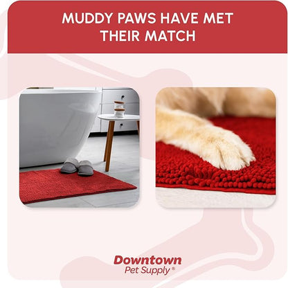 My Doggy Place Dog Mud Mat, 96" x 24" Red – Thick Microfiber Entry Rug for Snow, Mud & Salt – Absorbent, Quick-Dry, Washer-Safe & Non-Slip, XX-Large