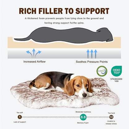 Welfibr Dog Rug Bed 100% Waterproof Luxury Faux Fur Dog Bed Medium Size Dog Orthopedic Dog Beds Comfy Fluffy Dog Rug Comfort Pet Beds with Removable Cover Washable Noiseless Dog Mat Non-Slip 40"