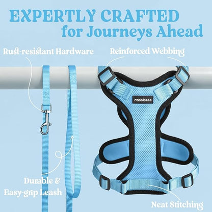 rabbitgoo Cat Harness and Leash for Walking, Escape Proof Soft Adjustable Vest Harnesses for Cats, Easy Control Breathable Reflective Strips Jacket, Light Blue, XS