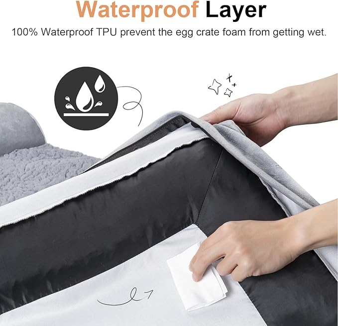 Large Dog Bed Orthopedic Washable: Beds Bolster XL Bed Big XLarge Dogs Memory Foam Sofa Couch Waterproof Removable Cover