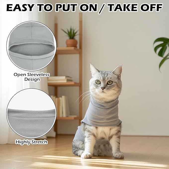 EXPAWLORER Soft Cat Sweater - Sweaters for Cats Only Warm Kitten Clothes, Fall and Winter Pet Coat Pullover Design, Fleece Sweatshirt Clothing Also for Puppy Small Dogs, Grey Medium