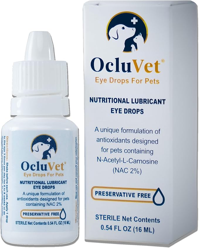 OcluVet Eye Drops for Pets | Clinically Studied Antioxidants for Pets with Cataracts | Made in The USA | Includes 2% N-Acetyl-L-Carnosine (NAC) | 16mL