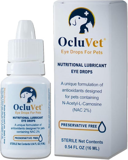 OcluVet Eye Drops for Pets | Clinically Studied Antioxidants for Pets with Cataracts | Made in The USA | Includes 2% N-Acetyl-L-Carnosine (NAC) | 16mL