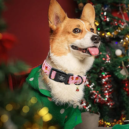 Elegant little tail Christmas Dog Collar, Pet Collar Cotton Soft Gingerbread Man Winter Dog Collars Holiday with Quick Release Buckle Pet Puppy Collar for Small Puppy