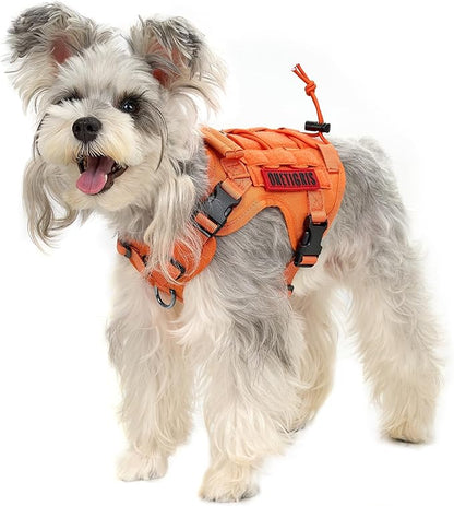 OneTigris Tactical Dog Harness Vest,No-Pull Service Dog Vest with Hook & Loop Panels,Adjustable Dog Vest Harness for Walking Hiking Training(Orange,XS)