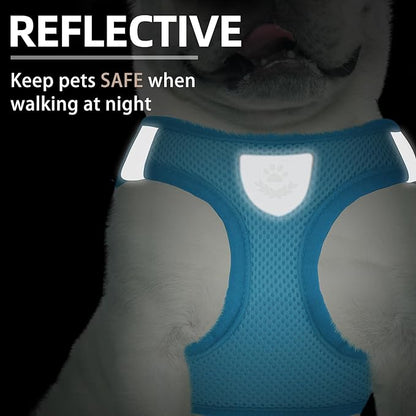 PUPTECK Adjustable Dog Harness Collar and Leash Set Step in No Pull Pet Harness for Small Medium Dogs Puppy and Cats Outdoor Walking Running, Soft Mesh Padded Reflective Vest Harnesses