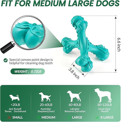 CVALIN Dog Chew Toys for Aggressive Chewers Large Breed,Indestructible Bones Toy，Durable Cleaning Toothbrush Natural Rubber Dog Toys… (Blue)