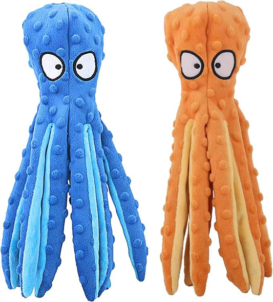 Octopus Dog Toy – Squeaky & Crinkle Plush – No Stuffing Toy for Small, Medium & Large Dogs – Interactive Pet-Safe Soft Toy for Tug, Fetch & Play – Blue– Tail Town