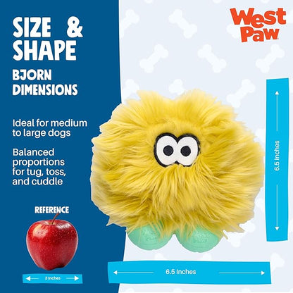 WEST PAW Rowdies Rolf Durable Plush Dog Toy with HardyTex Reinforced Seams Engaging Squeaker with Soft Cuddly Exterior Hand Sewn and Finished in Bozeman Montana for Dogs - Citrus