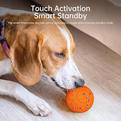 Interactive Dog Toys Dog Ball, Durable Motion Pet Toys for/Small/Medium/Large Dogs, Christmas Birthday Gifts, Automatic Moving, Bouncing and Rotating, E-TPU Material, IP54 Waterproof (Orange)