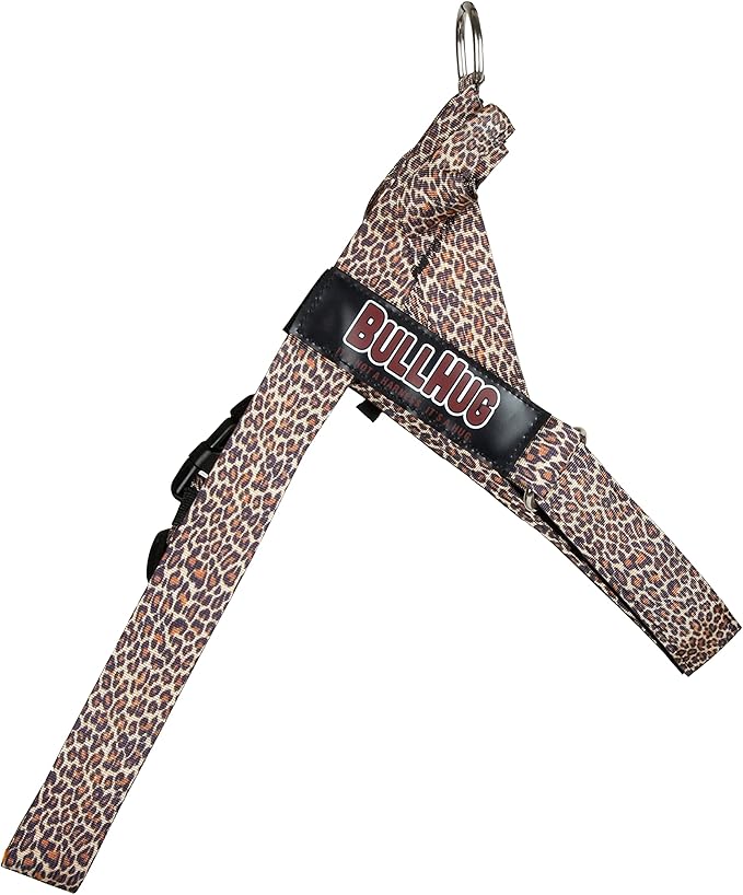 BULLHUG Adjustable Dog Harness– No Pull, No Choke – for English Bulldogs, French Bulldogs, Pugs & Broad-Chested Breeds – Easy, Safe Walks (Leopard, XL)
