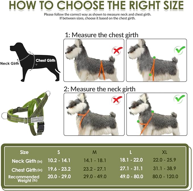 SlowTon No Pull Dog Harness - Heavy Duty Dog Harness and Leash Set for Medium Large Dogs, Reflective Tactical Harness with Soft Padded and Front Clip for Easy Walk and Training (GR, M)