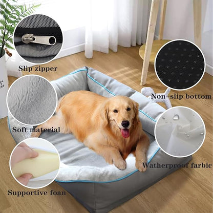Viviwoof Orthopedic Dog Bed for Big Dogs,Waterproof Big Size Dog Sofa,Supportive Foam Pet Couch with Removable Cover,Non-Slip Bottom and Waterproof Lining,Machine Washable