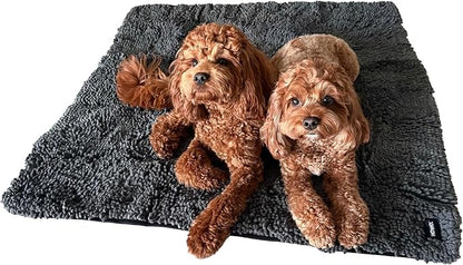 HOWEL Throw Down Towel for Drying Dogs, 43" x 35", Ultra Absorbent Microfiber, Quick-Drying, Double-Sided Suede Chenille, Machine Washable, Soaks Over 2L, Grey Dog Bath Mat Towel