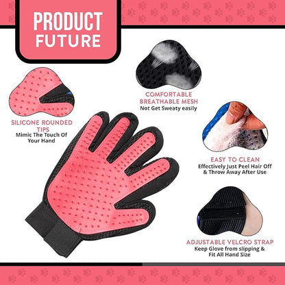 Pet Grooming Gloves – 1 Pair – Deshedding & Bath Massage Mitts for Dogs & Cats – Choose from 5 Colors – Adjustable, Reusable & Easy to Clean (Pink)