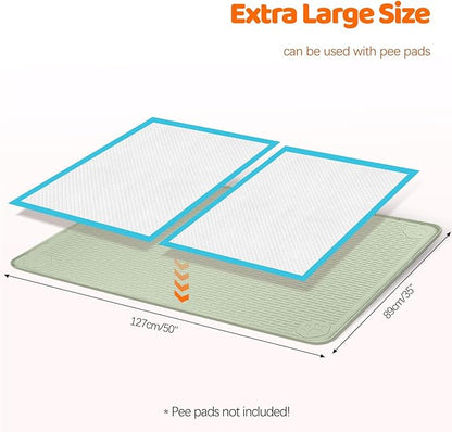 Pee Pads for Dogs, 50" x 35" Extra Large Reusable Silicone Mat, Washable Puppy Training Pads for Potty Training, Non-Slip, Leak-Proof, Indoor Floor Protection (Green)