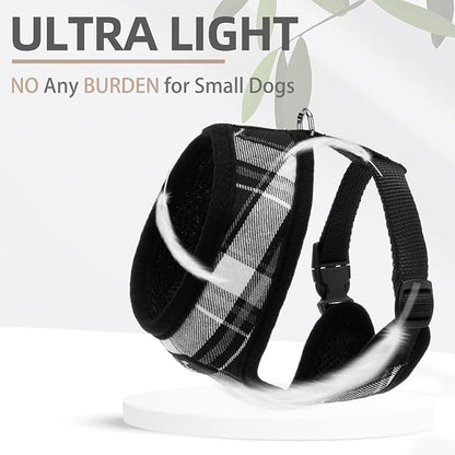 PUPTECK Soft Mesh Dog Harness and Leash Set Pet Puppy Cat Comfort Padded Vest No Pull Harnesses, Black, M