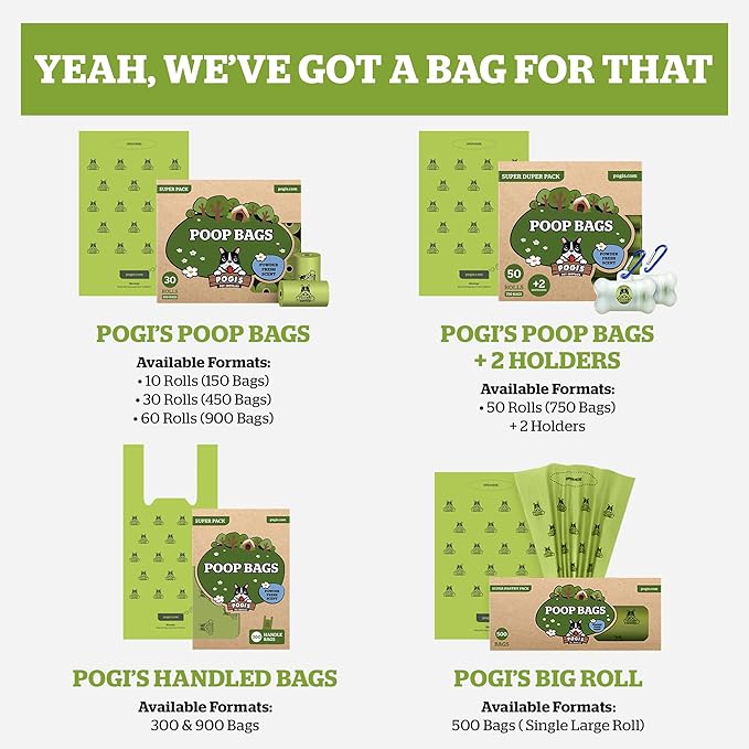 Pogi’s Dog Poop Bags with Handles – Extra-Thick, Leak-Proof, Large, Fresh Scent, 300-Count