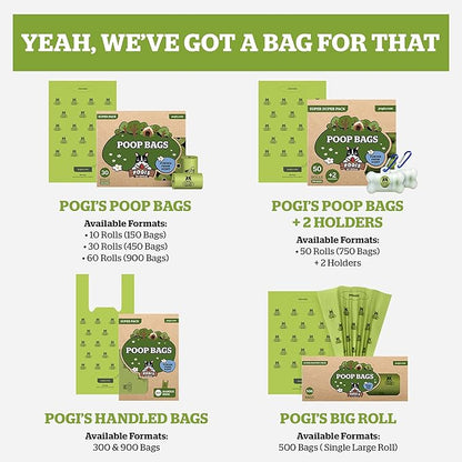 Pogi’s Dog Poop Bags with Handles – Extra-Thick, Leak-Proof, Large, Fresh Scent, 300-Count