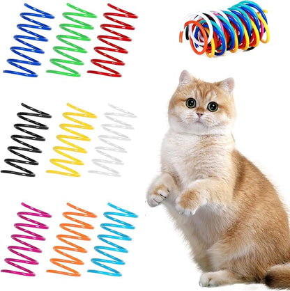 FAXLEVY 135 Pack 9 Colors Cat Spring Toys, Interactive Coil Plastic Spiral Spring Cat Toys for Indoor Cats Hunting, Biting, Swatting, and Active Play