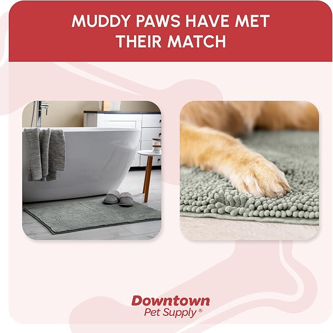 My Doggy Place Dog Mud Mat, 60" x 36" Light Gray – Thick Microfiber Entry Rug for Snow, Mud & Salt – Absorbent, Quick-Dry, Washer-Safe & Non-Slip, X-Large