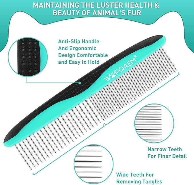 WOPQAEM Dog Brush - 3 Pcs Self Cleaning Slicker Brush & Nail Clippers & Pet Comb for Dogs,Cats and Horses, Skin Friendly Deshedding Grooming Tool whit Short Long Haired Pets