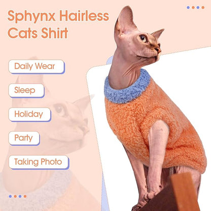 ADNIKIA Cat Sweater, Warm Kitten Coat Fleece Vest, Sphynx Hairless Cat Shirts, Soft Pajamas for Cats Only