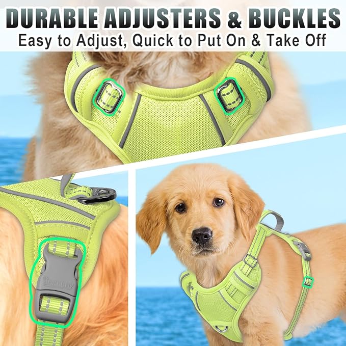 BARKBAY No Pull Dog Harness Large Reflective Dog Harness with Front Clip and Easy Control Handle for Walking Training Running with ID tag Pocket(Sunlight,XS)