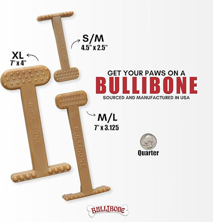 Bullibone Nylon Dog Chew Toy for Aggressive Chewers - Dental Hygiene Bone with Beef Flavor, Durable Tough Chew Toys for Large Dogs, Indestructible Dog Bone - 2 Pack
