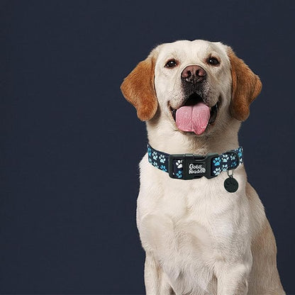 Dog Collar-Cute Footprint Adjustable Pet Collars Soft Comfortable Cotton Puppy Collar Durable Gift for Medium Dogs