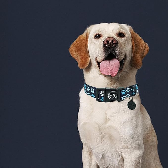 Dog Collar-Cute Footprint Adjustable Pet Collars Soft Comfortable Cotton Puppy Collar Durable Gift for X-Small Dogs