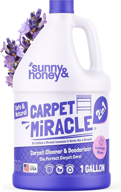 Sunny & Honey Carpet Cleaner Shampoo - Pet Stain Remover & Surface Smell Eliminator - Rug Cleaner & Upholstery Cleaner Solution for Machine Use (128 fl oz, Light Lavender Scent)