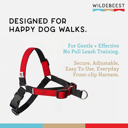 Wildebeest No Pull Dog Harness | Comfortable Dog Training Harnesses | Effective No Pull Harness Design | Ideal Dog Harness for Small Dog and Puppy | 4-Point Adjustable (S - 18~24 inch Girth, Red)