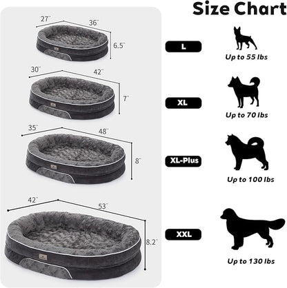 PetFun Orthopedic Dog Bed Couch for Large Sized Pets with Egg Foam Support, Four-Sided Bolster Cushions, Soft Tear-Resistant Fabric, and Removable Machine Washable Plush Cover
