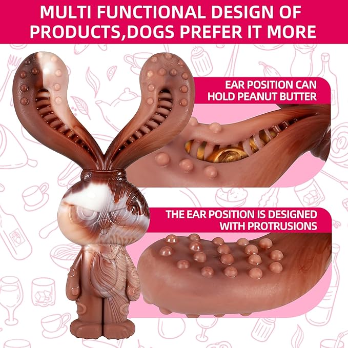 Indestructible Dog Toys for Aggressive Chewers, Tough and Durable Chew Toys for Large Medium Dogs, Interactive Dog Chew Toys to Keep Them Busy (C Rabbit+Squirrel)
