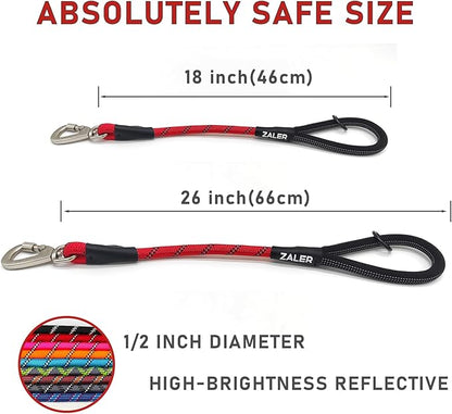 ZALER Short Dog Leash, 18 Inches Rope Traffic Leashes for Dogs, Reflective Dog Lead with O-Ring, Heavy Duty Pet Leash for Large and Medium Dogs (18'' Red)
